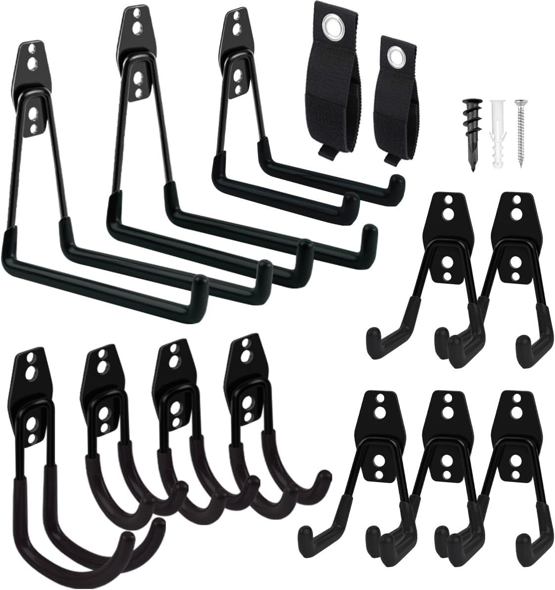 Garage Hooks Heavy Duty 12 Pack Steel Garage Storage Hooks Tool Hangers for Garage Wall Utility Wall Mount Garage Hooks and Hangers with Anti Slip Coating for Garden Tools Ladders Bulky Items