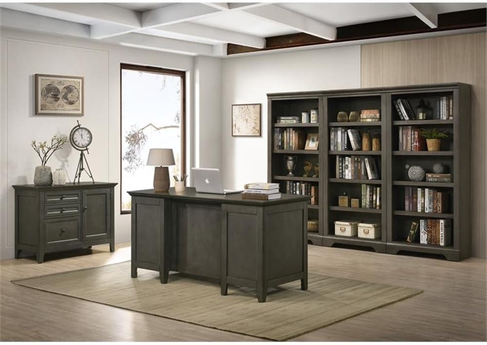 Intercon Furniture San Mateo Home Office Wood Bunching Bookcase in Gray