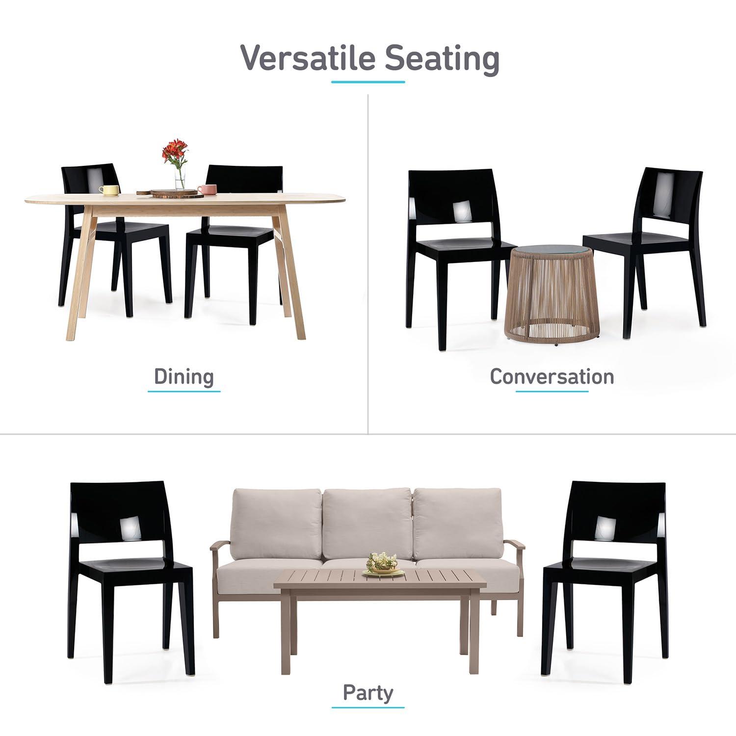 WRGHOME Palermo Modern Outdoor/Indoor Plastic Resin Stacking Patio Dining Chairs (Set of 2) - CLEAR