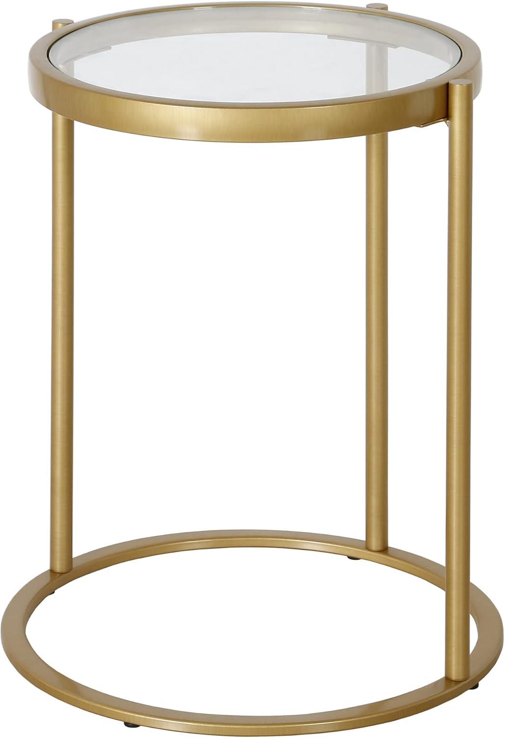 Evelyn&Zoe Duxbury 16" Wide Round Side Table, Brass