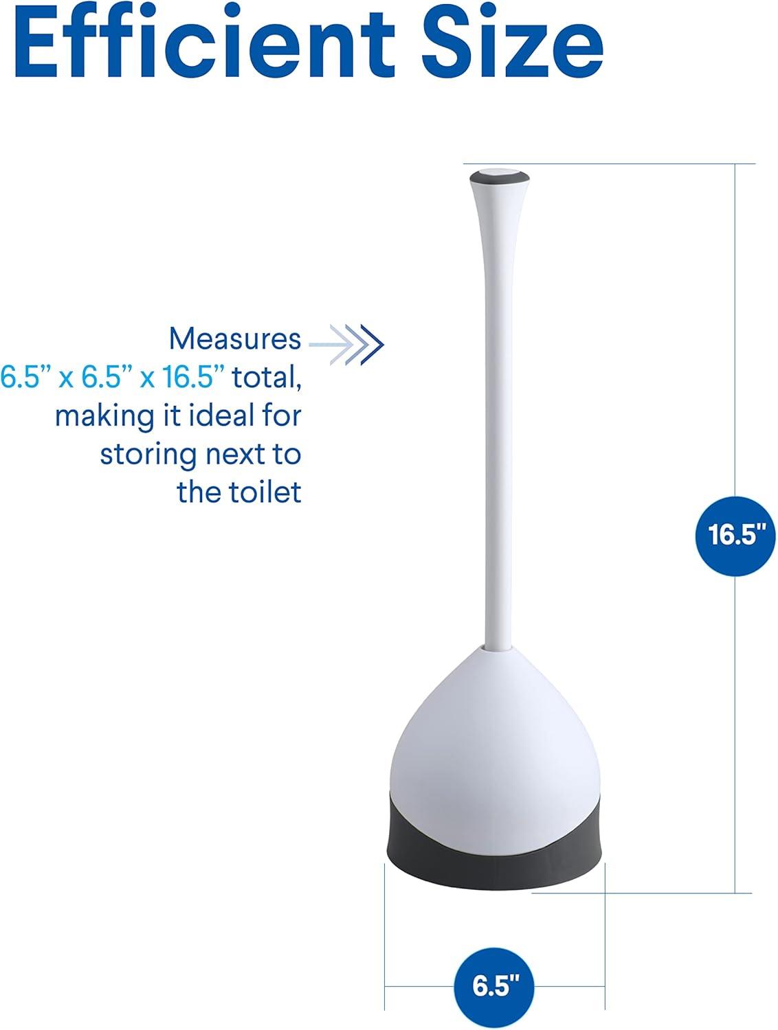 White Ergonomic Toilet Plunger with Hideaway Caddy