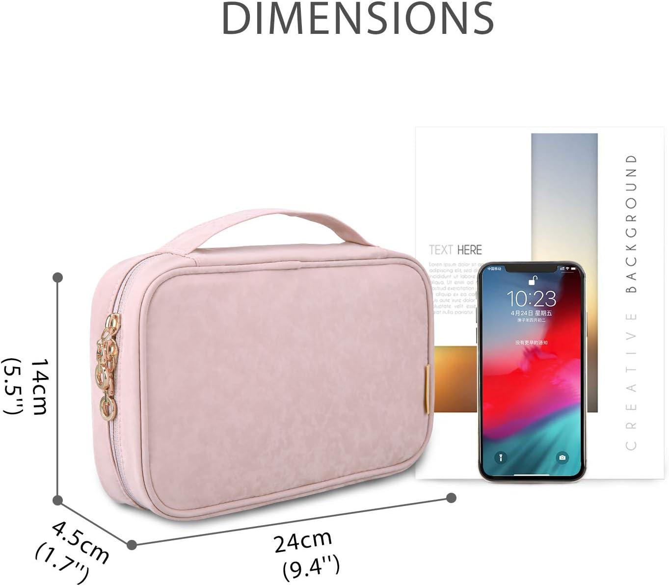 Jewelry Organizer Case Travel Jewelry Storage Bag for Necklace, Earrings, Rings, Bracelet, Soft Pink