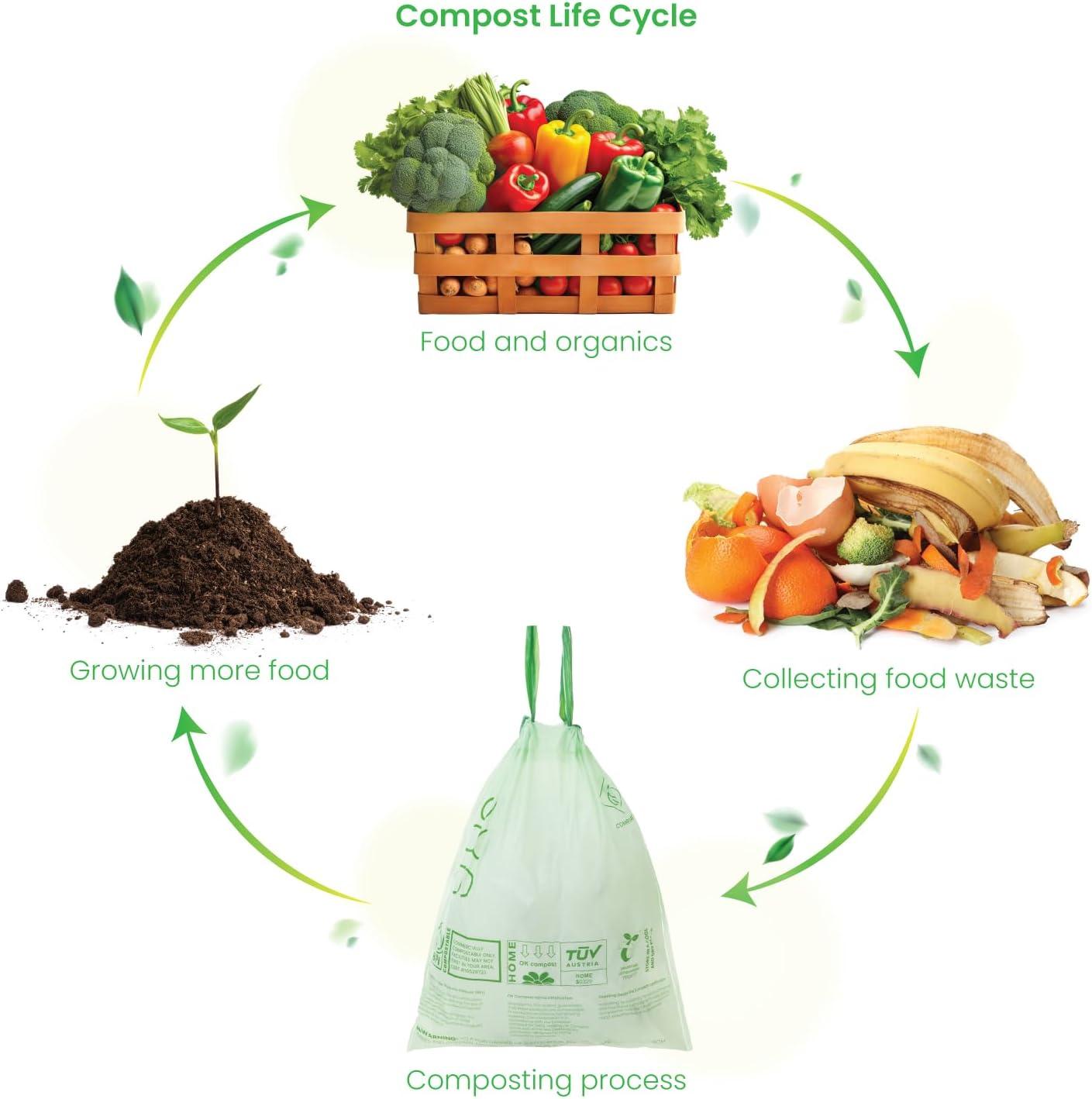 2.6 Gal. Compostable Kitchen Trash Bags 100-Count with Drawstring Handle