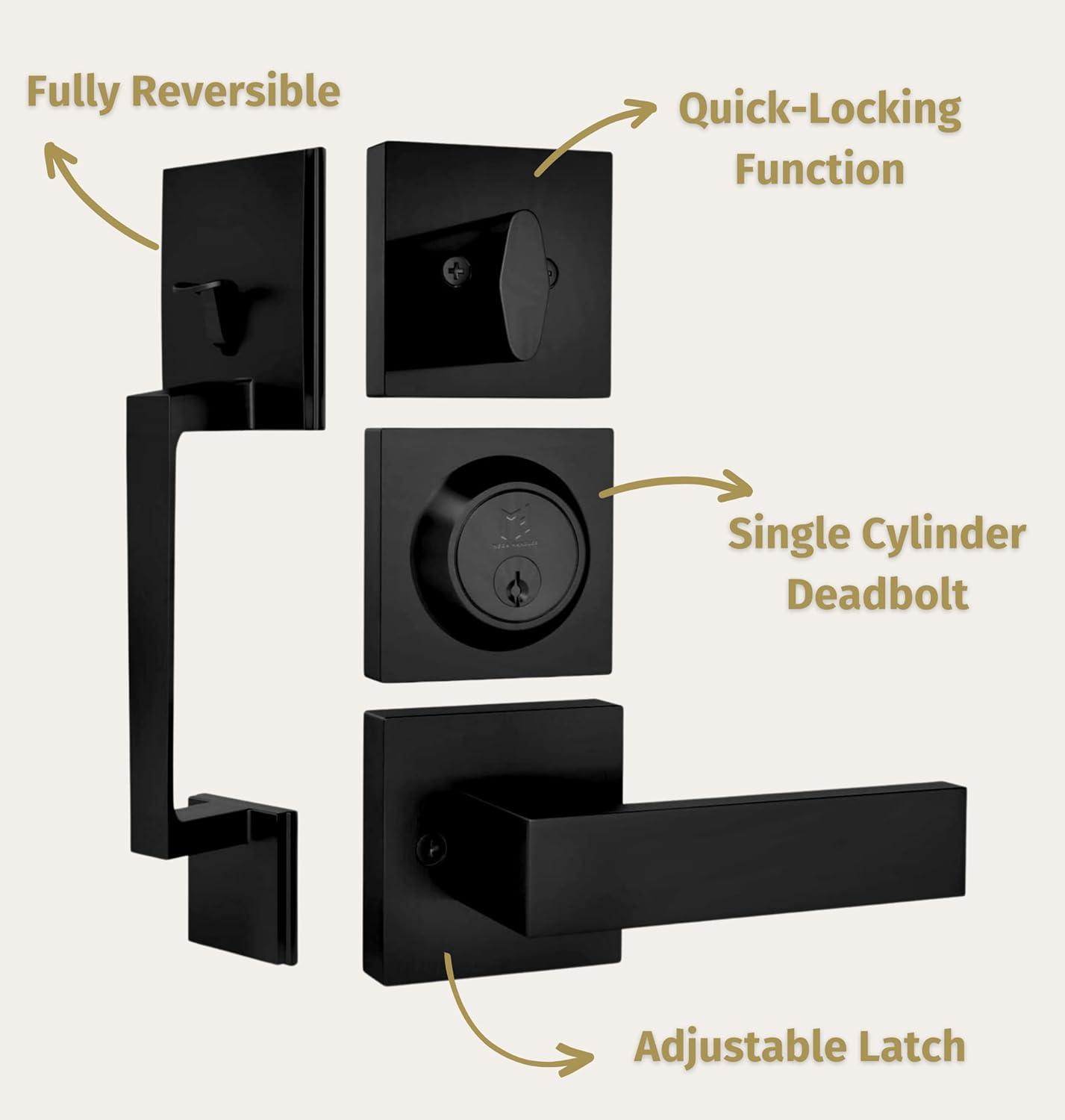 Mega Handles TOBELLE SQUARE Door Lock, Keyless Interior Door Handle Set for Hallway, Closet, Bathroom, Door Lever Interior, Lock, Door Handle - Heavy Duty Design