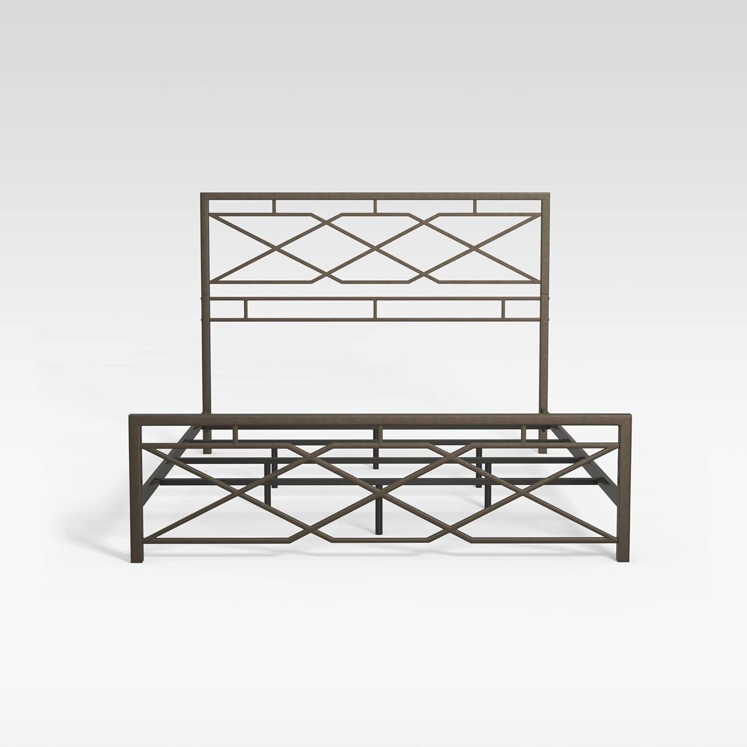 17 Stories Mcintosh Industrial Metal Snap Assembled Bed Frame