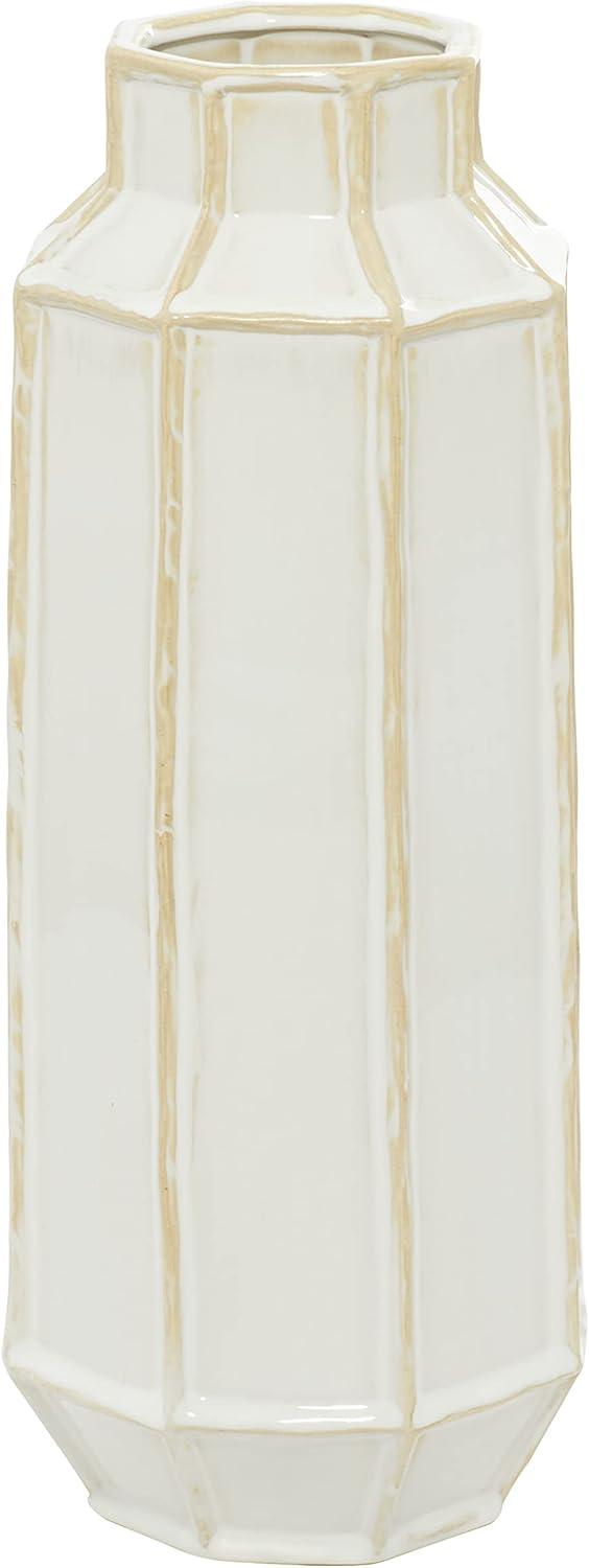 DecMode 17" Handmade White Ceramic Vase