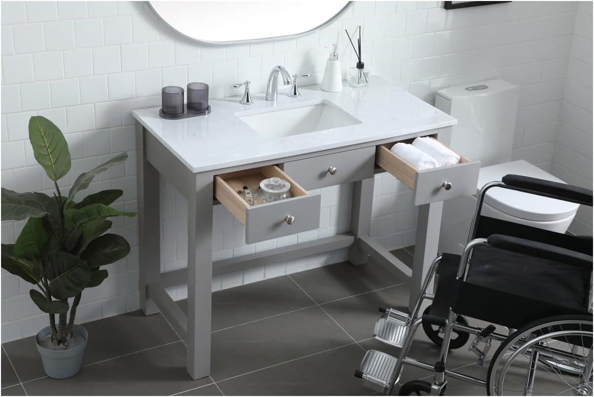 Hudson 42'' Single Bathroom Vanity with Engineered Marble Top