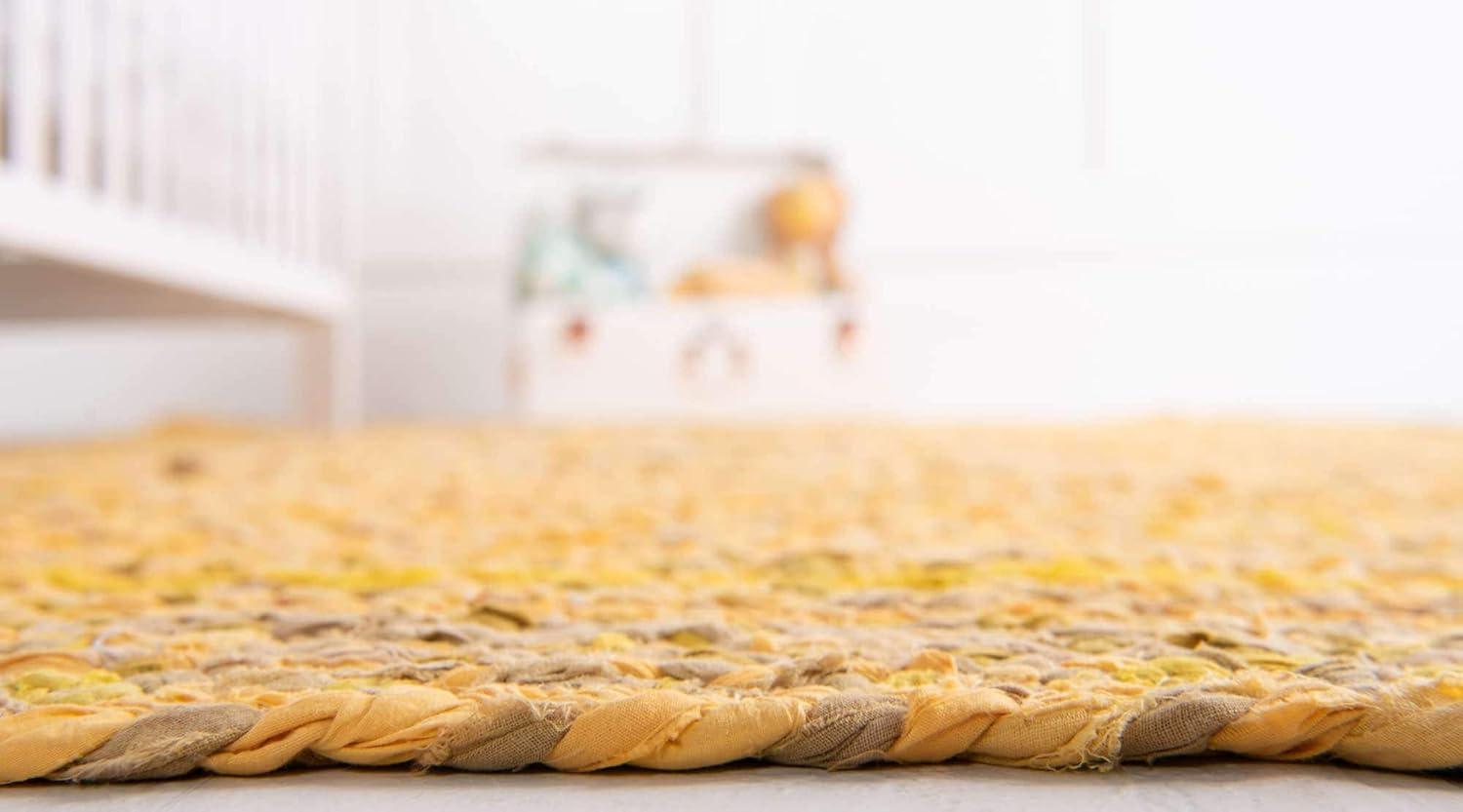 Unique Loom Braided Chindi Collection Area Rug - Layer (3' 3" x 5' 1" Oval Yellow Orange/Orange)