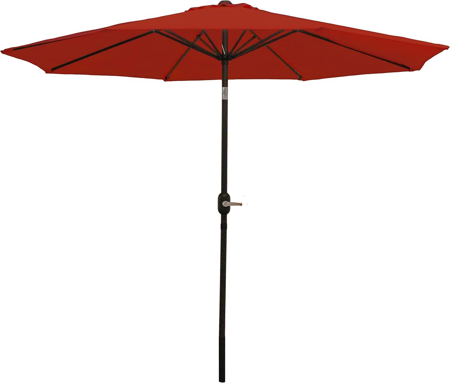 Sunnydaze Outdoor Aluminum Patio Table Umbrella with Polyester Canopy and Push Button Tilt and Crank - 9' - Burnt Orange