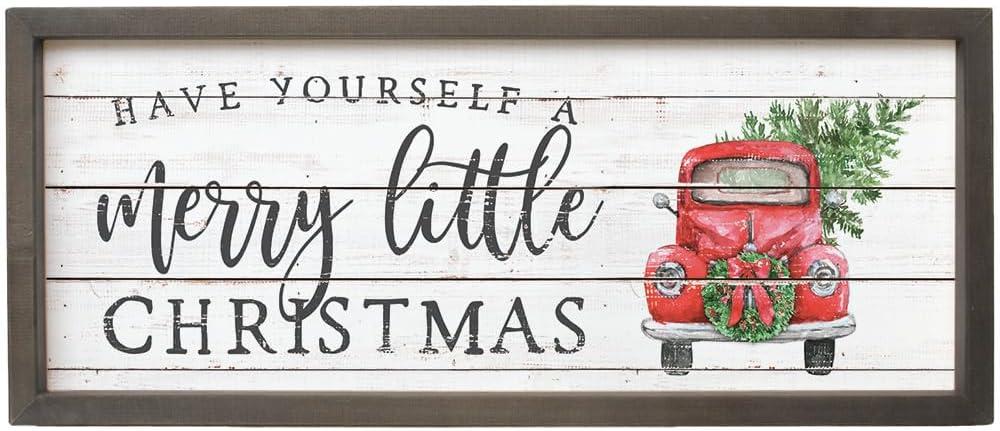 Home Decor Merry Christmas Plaque Wood Red Truck Tree Ff1094