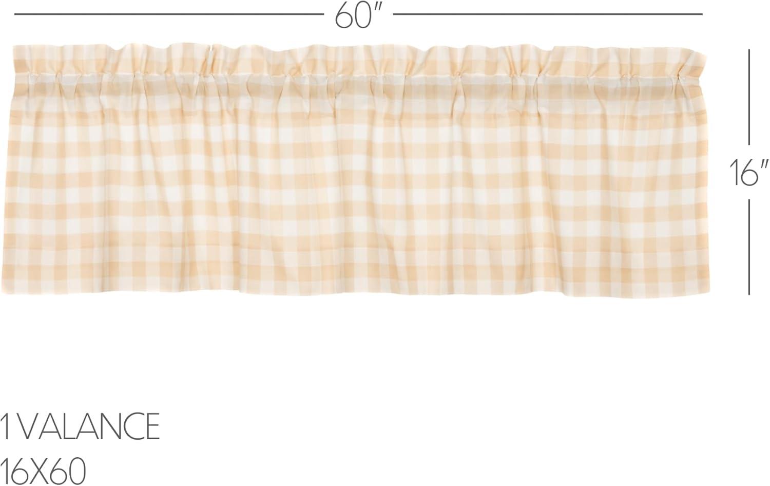 Annie Buffalo Check Tan and White Cotton Rod Pocket Valance, 16x60