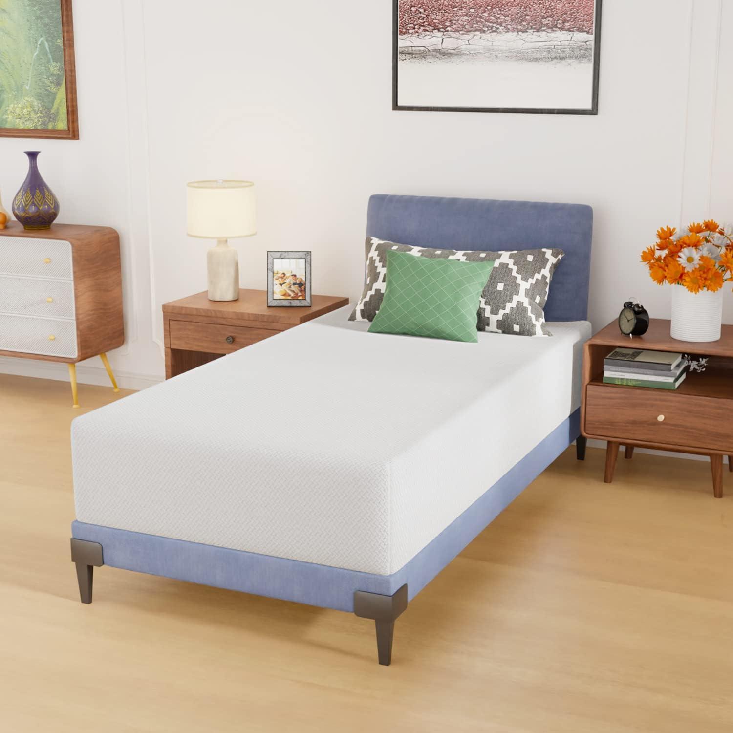 Twin 12-Inch White Gel Memory Foam Mattress with Jacquard Cover