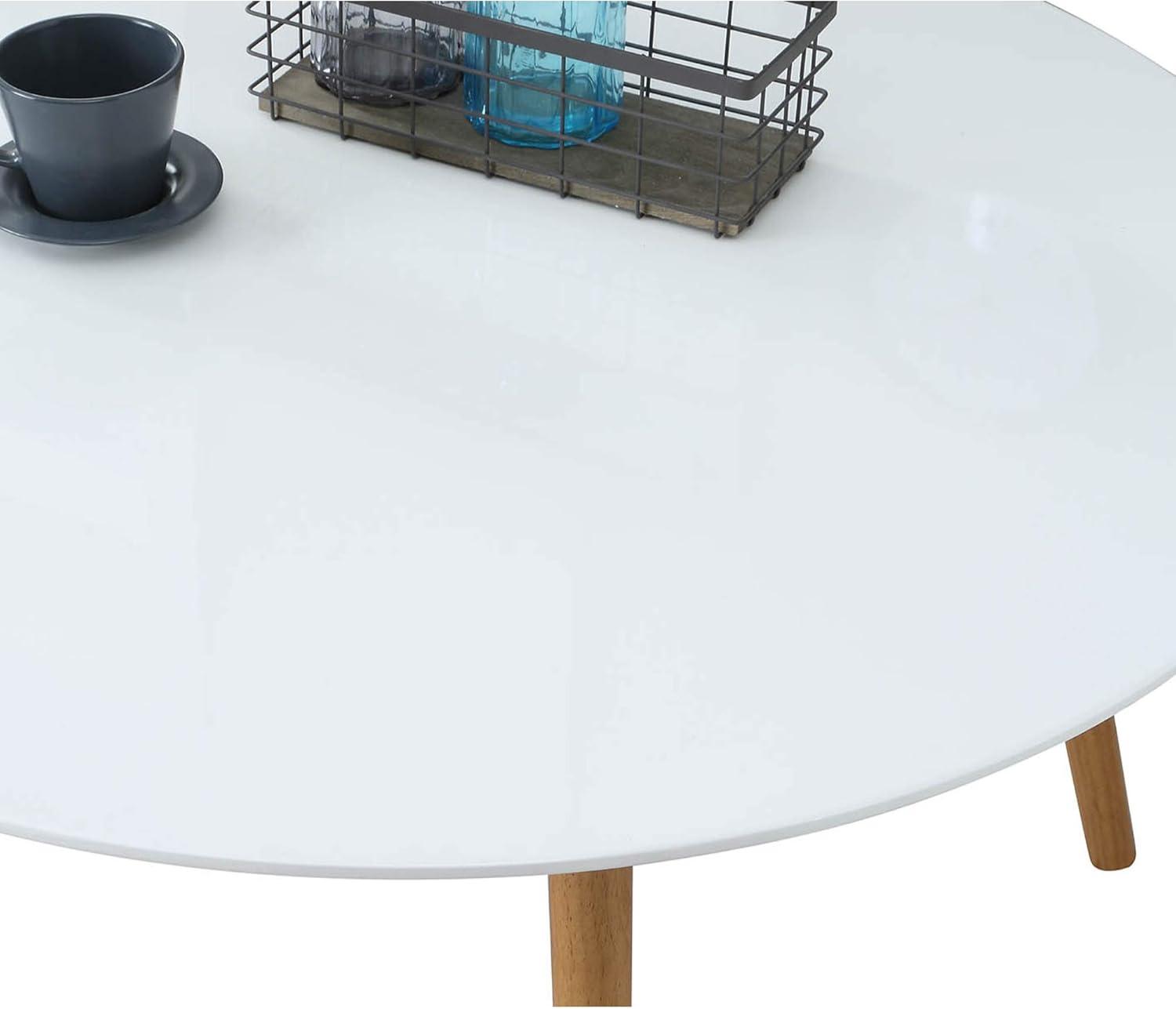 Convenience Concepts Oslo 32" Round Coffee Table in Glossy White Wood Finish