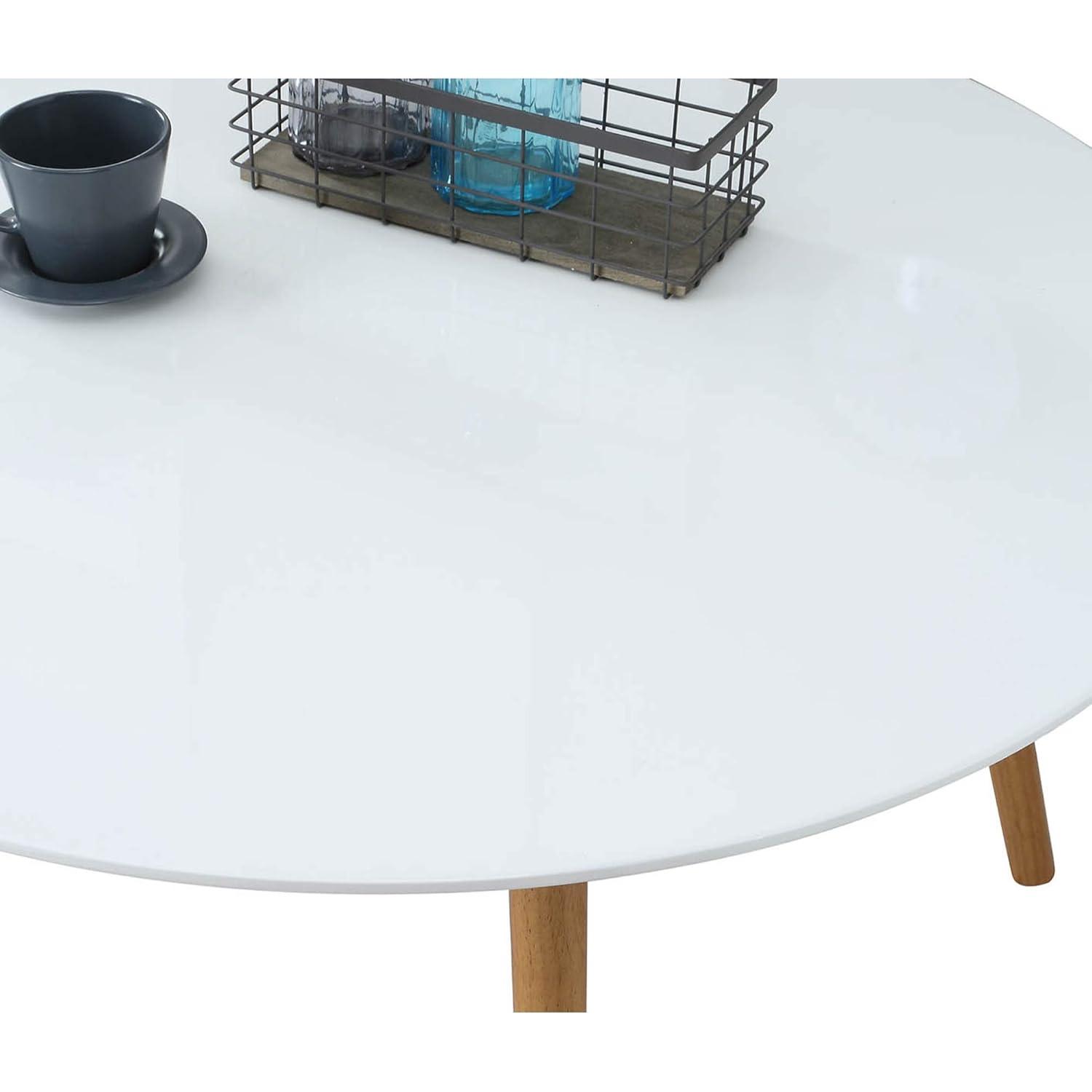 Convenience Concepts Oslo 32" Round Coffee Table in Glossy White Wood Finish