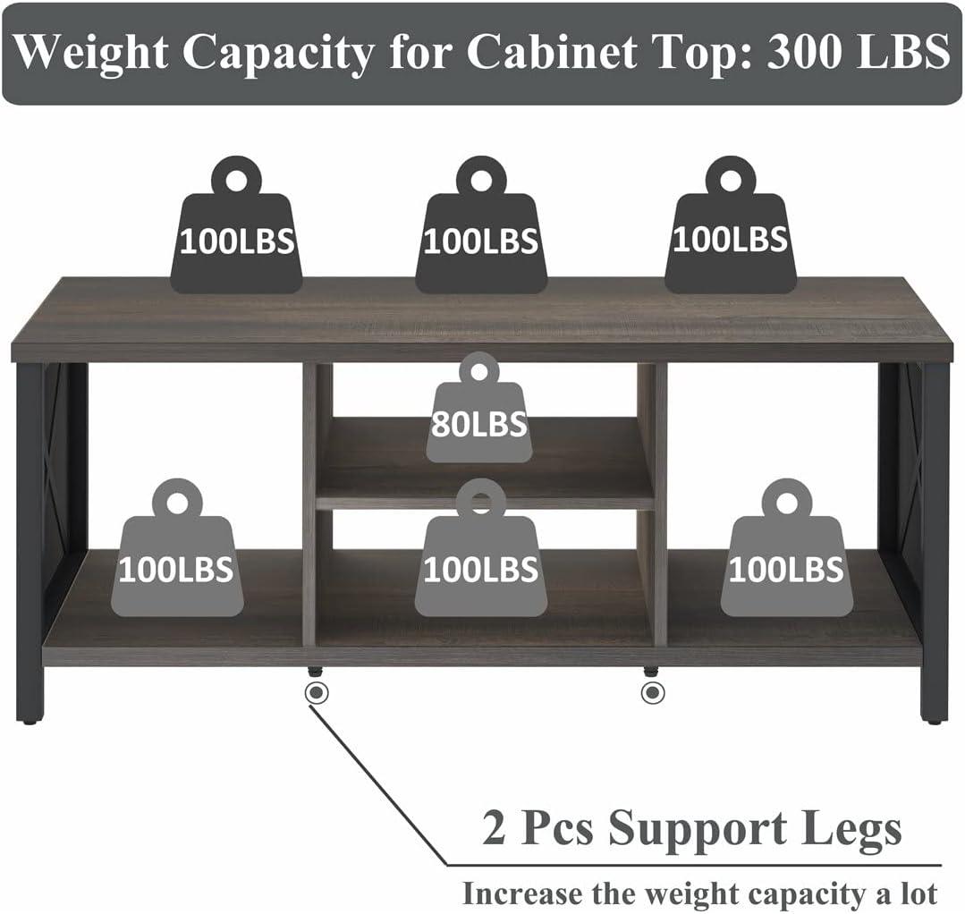 FATORRI Rustic Coffee Table for Living Room, Farmhouse Dark Wood Center Table, Industrial Rectangle Cocktail Tea Tables (Walnut Brown)