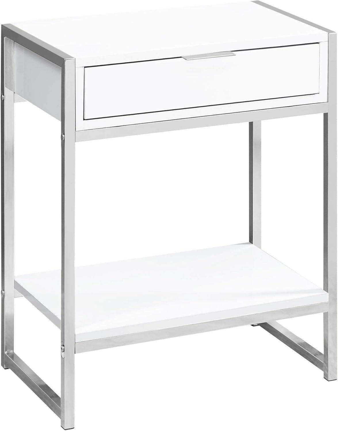 Monarch Specialties Accent Table, Side, End, Nightstand, Lamp, Bedroom, Glossy White Laminate