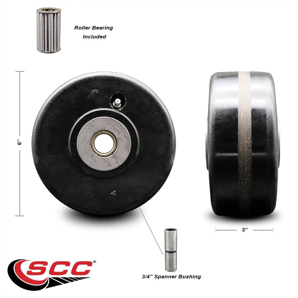 6" x 3" Black Phenolic Wheel with Roller Bearing