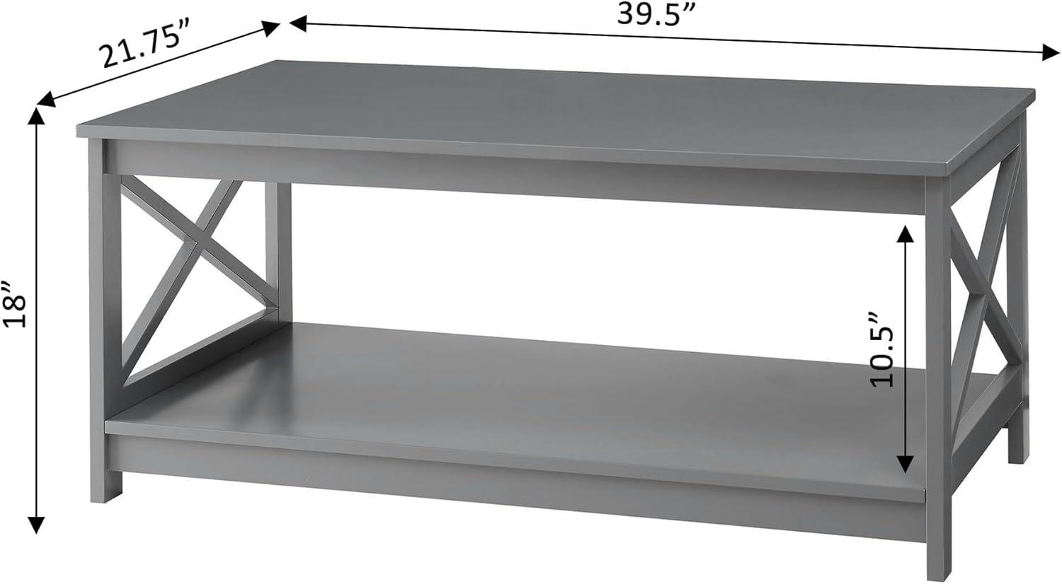 Convenience Concepts Oxford Coffee Table with Shelf, Gray