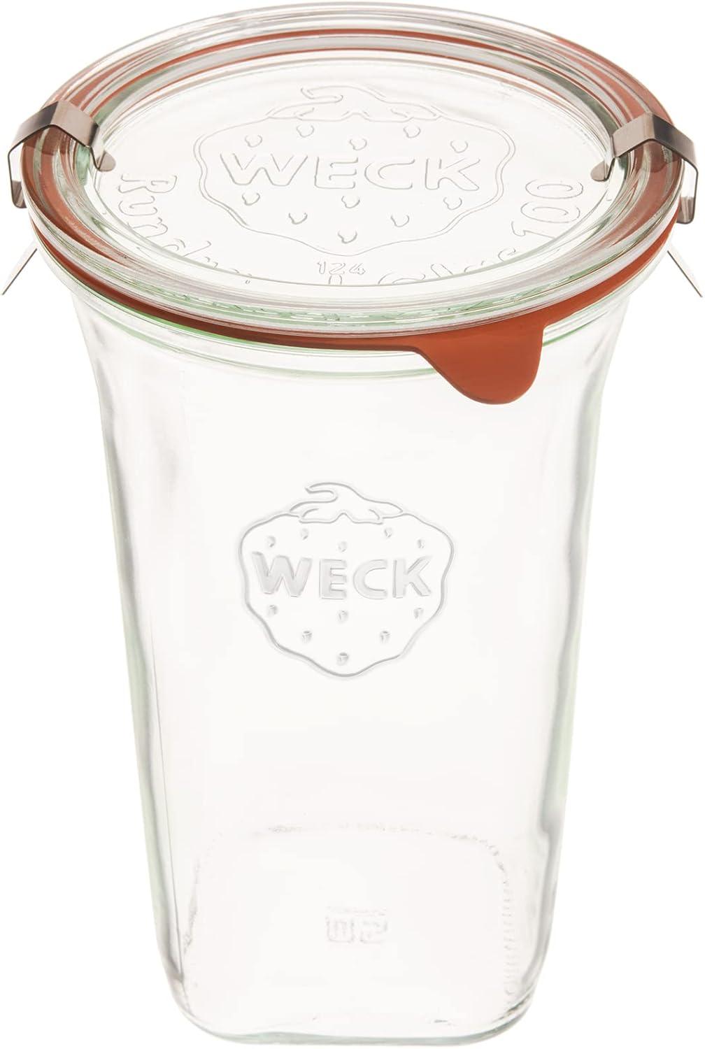 Weck Jars Large Quadro 769-26.9 fl. Oz | Jars Made of Transparent Glass | Eco-Friendly Canning Jar | Food Storage Containers with Airtight Lids | Made in Germany, Rust-Proof & BPA-Free (Pack of 1)