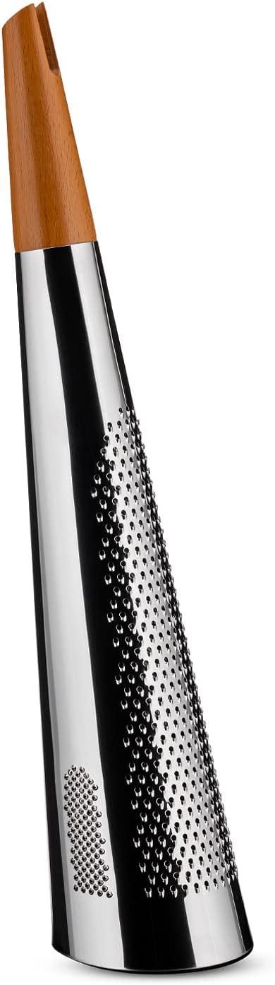 Tall Silver and Wood Cheese and Nutmeg Grater with Container