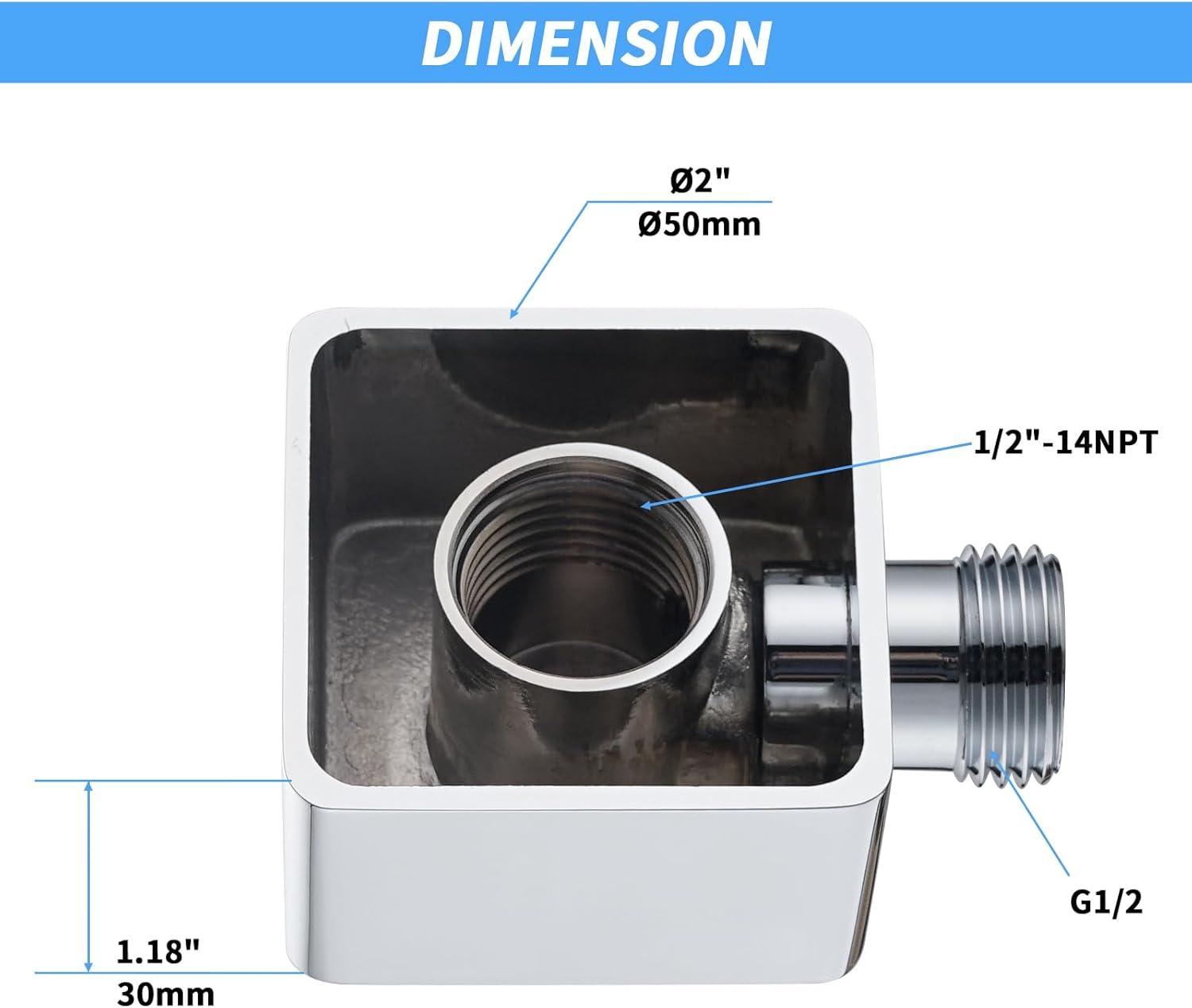 Chrome Brass Square Wall Mount Shower Hose Connector