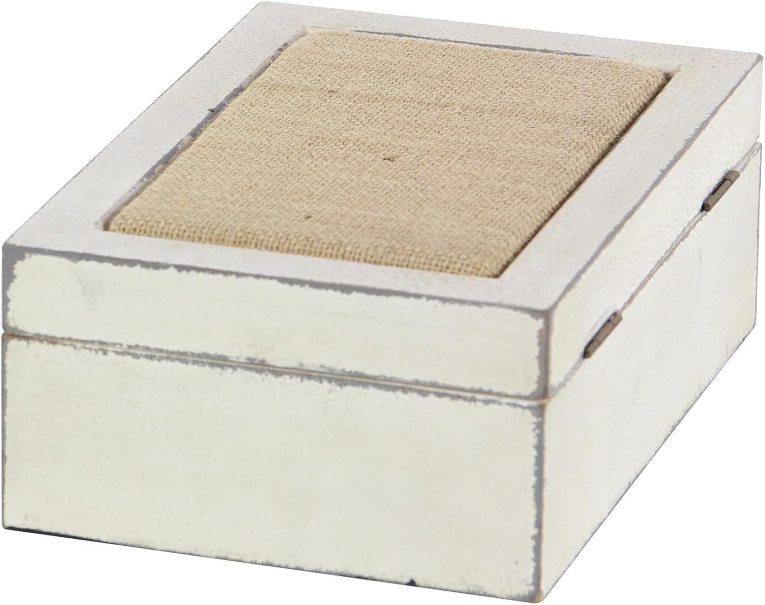 DecMode White Wood Decorative Box with Hinged Lid, 2 Count