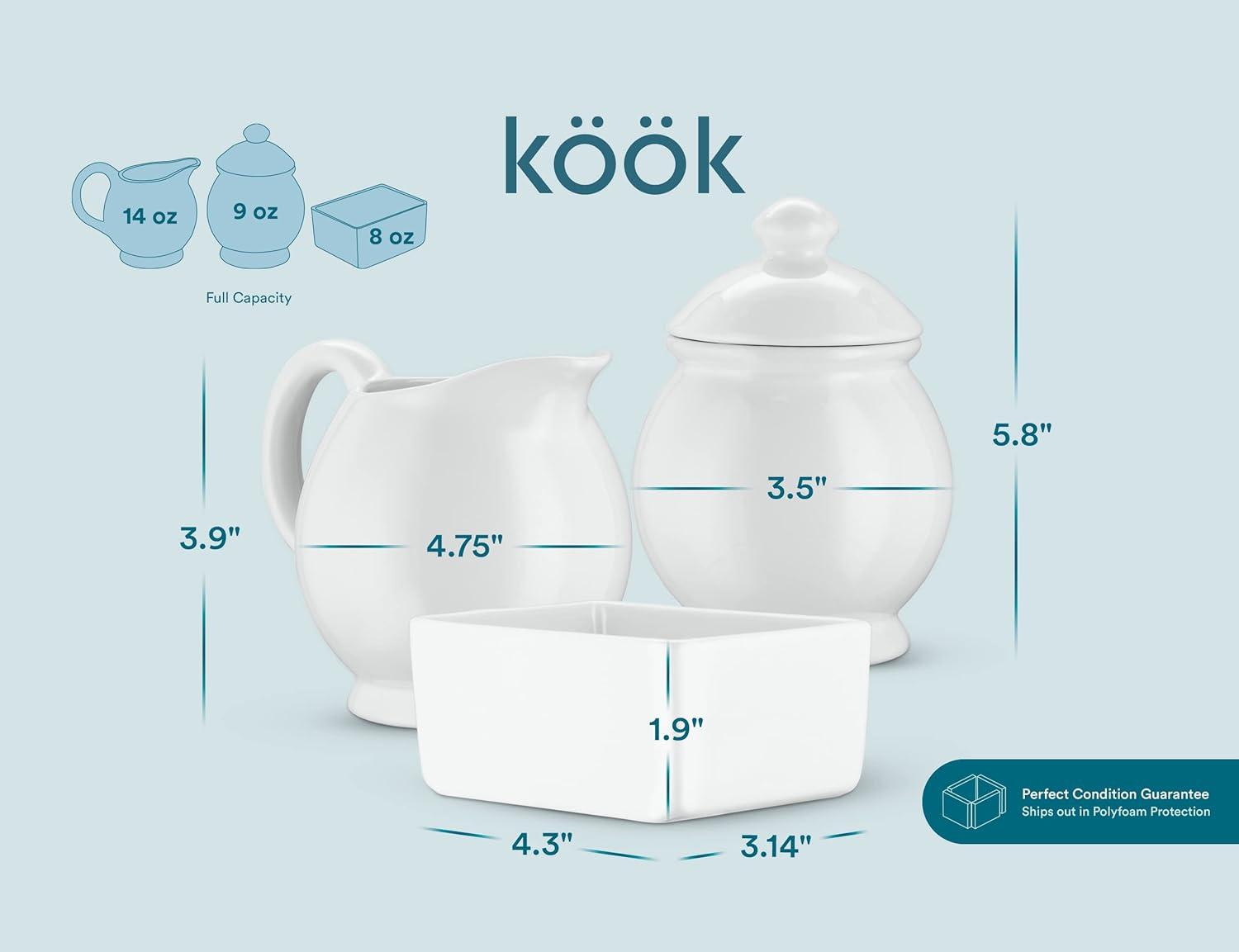 Kook 3 Pc Sugar & Creamer Set
