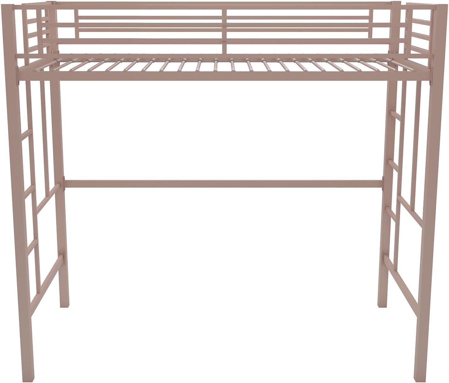 Your Zone Brittain Twin Metal Loft Bed, Pink