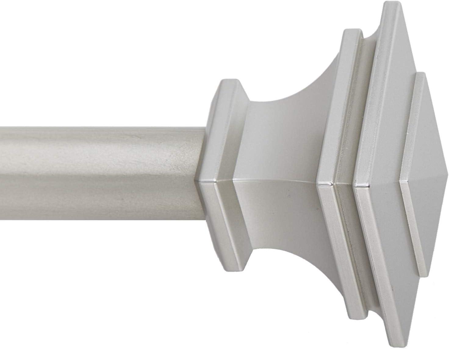 72-144" Nickel Adjustable Curtain Rod with Square Finial