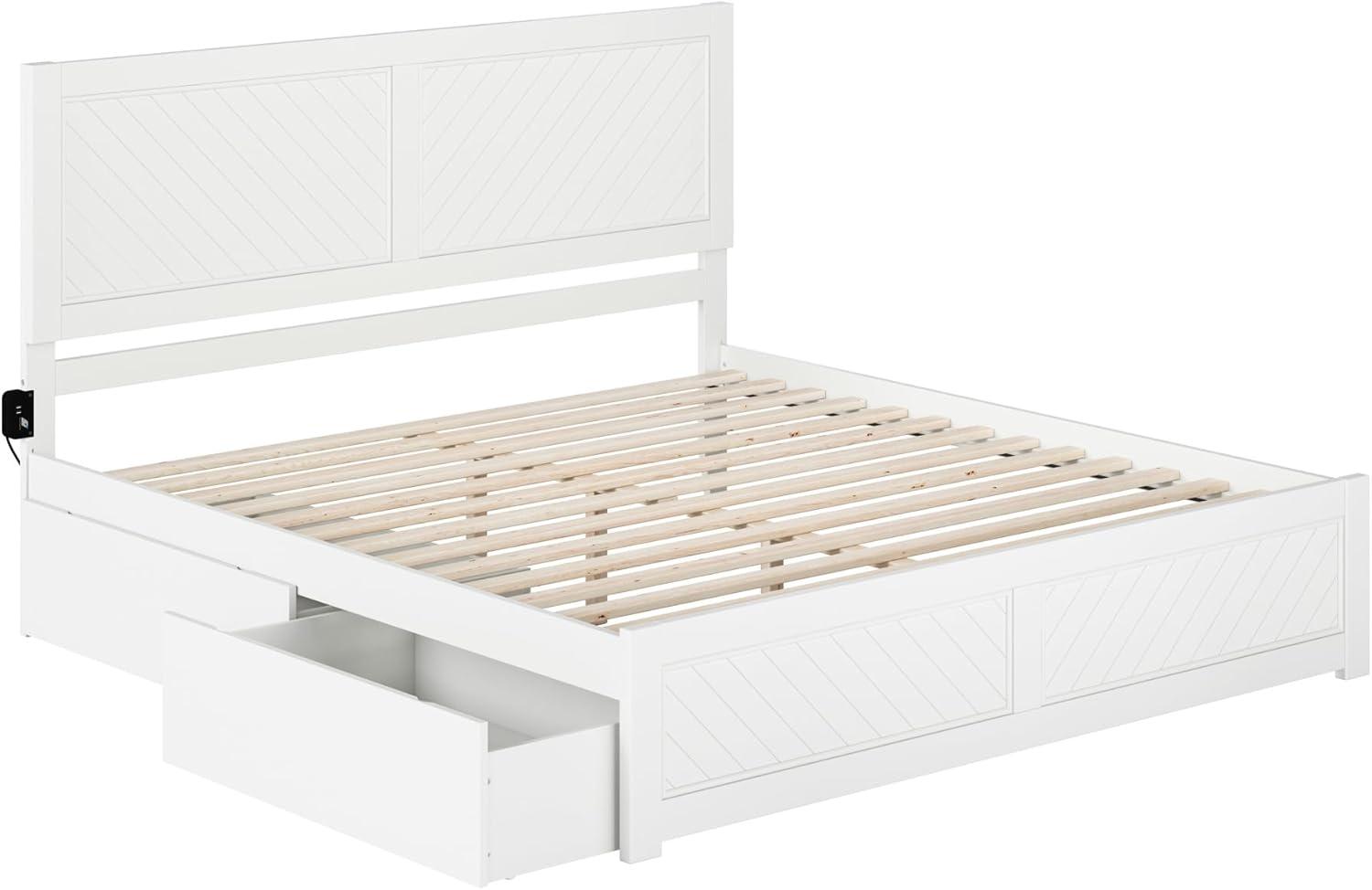 AFI Canyon White Solid Wood Platform Bed with Matching Footboard & Storage Drawers, King