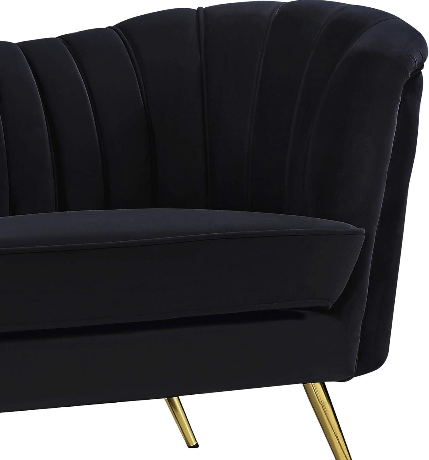 Margo Velvet Accent Chair in Black and Gold-Meridian Furniture