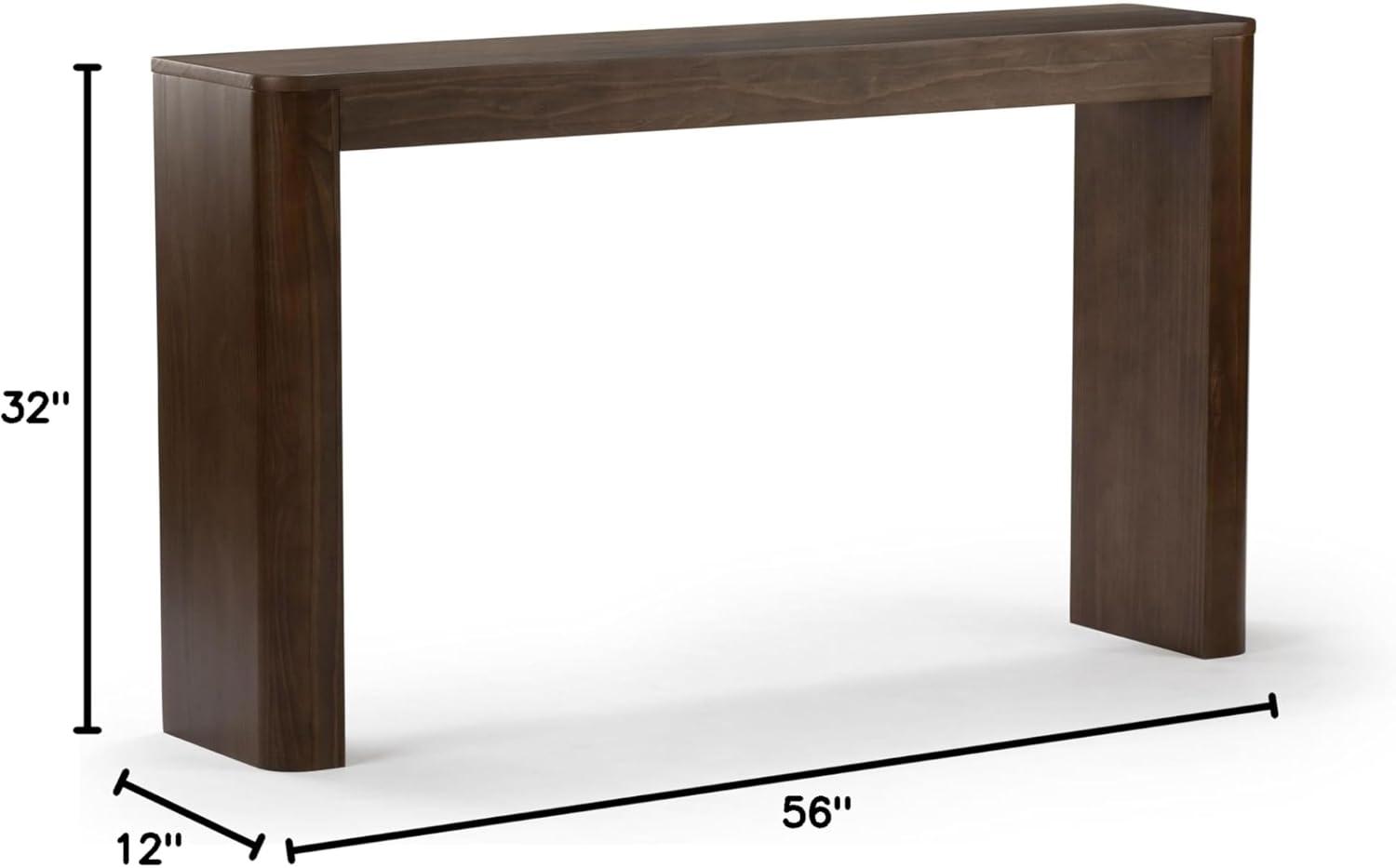 Plank+Beam 46" Solid Wood Console Table, Conture Rounded Edge Sofa Table, Narrow Entryway Table, Console Tables for Entryway, Walnut