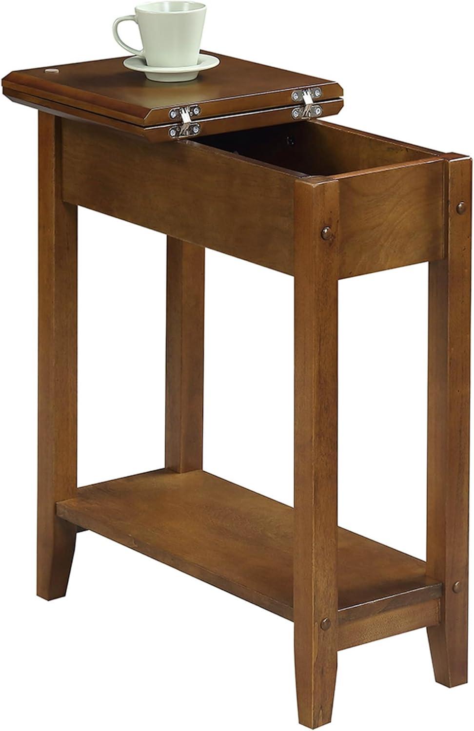 Convenience Concepts American Heritage 24 in. Tall Flip Top End Table, Walnut (Tabletop)