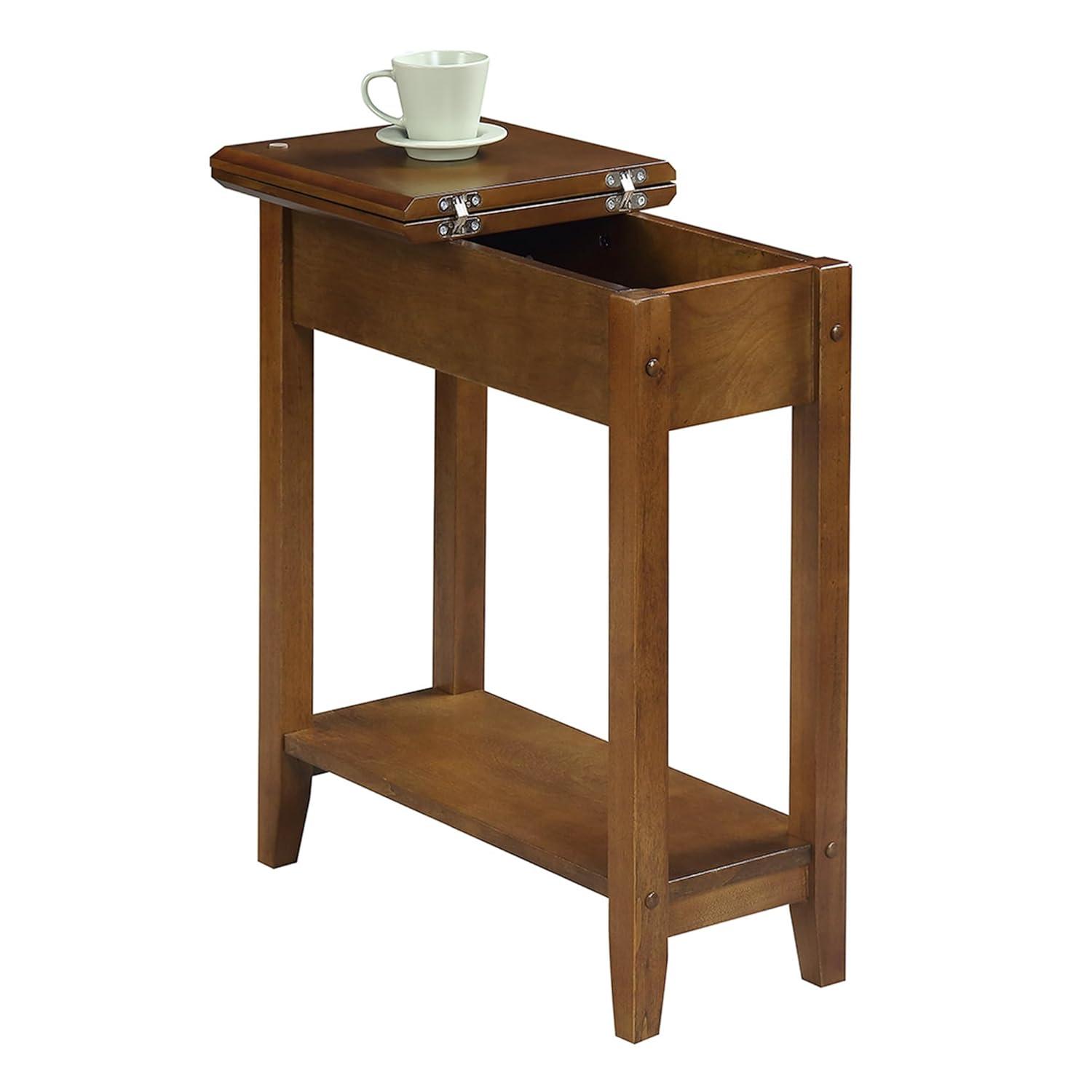 Convenience Concepts American Heritage 24 in. Tall Flip Top End Table, Walnut (Tabletop)
