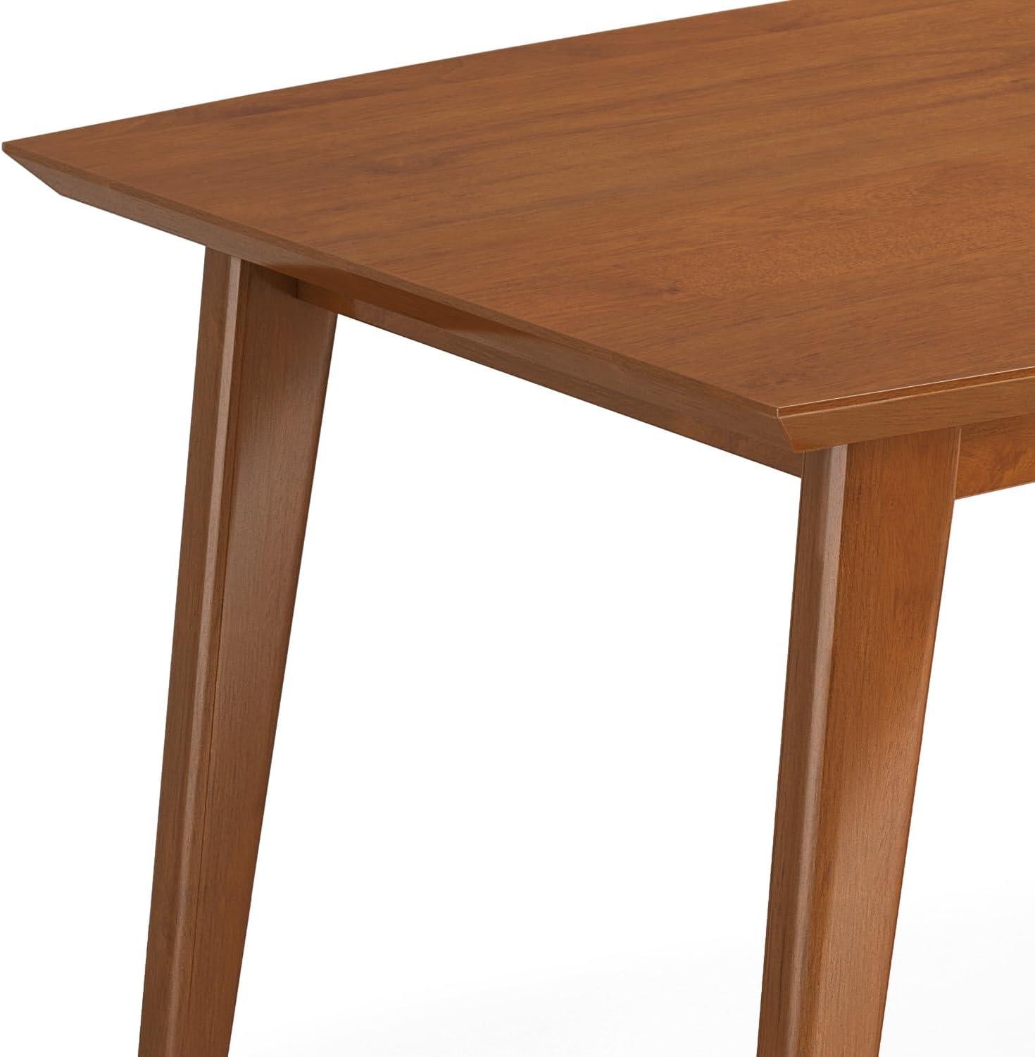 Simpli Home Draper 66"W Solid Wood Mid-Century Modern Rectangle Dining Table, Seats 6