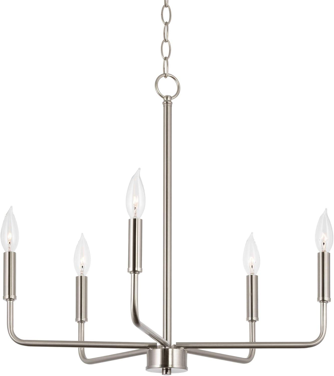 Camille Brushed Nickel 5-Light Modern Chandelier with Adjustable Chain