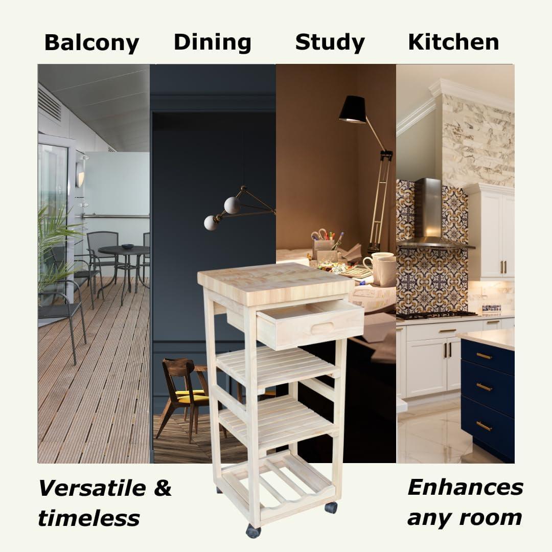 Ashley Kitchen Trolley - Unfinished - International Concepts