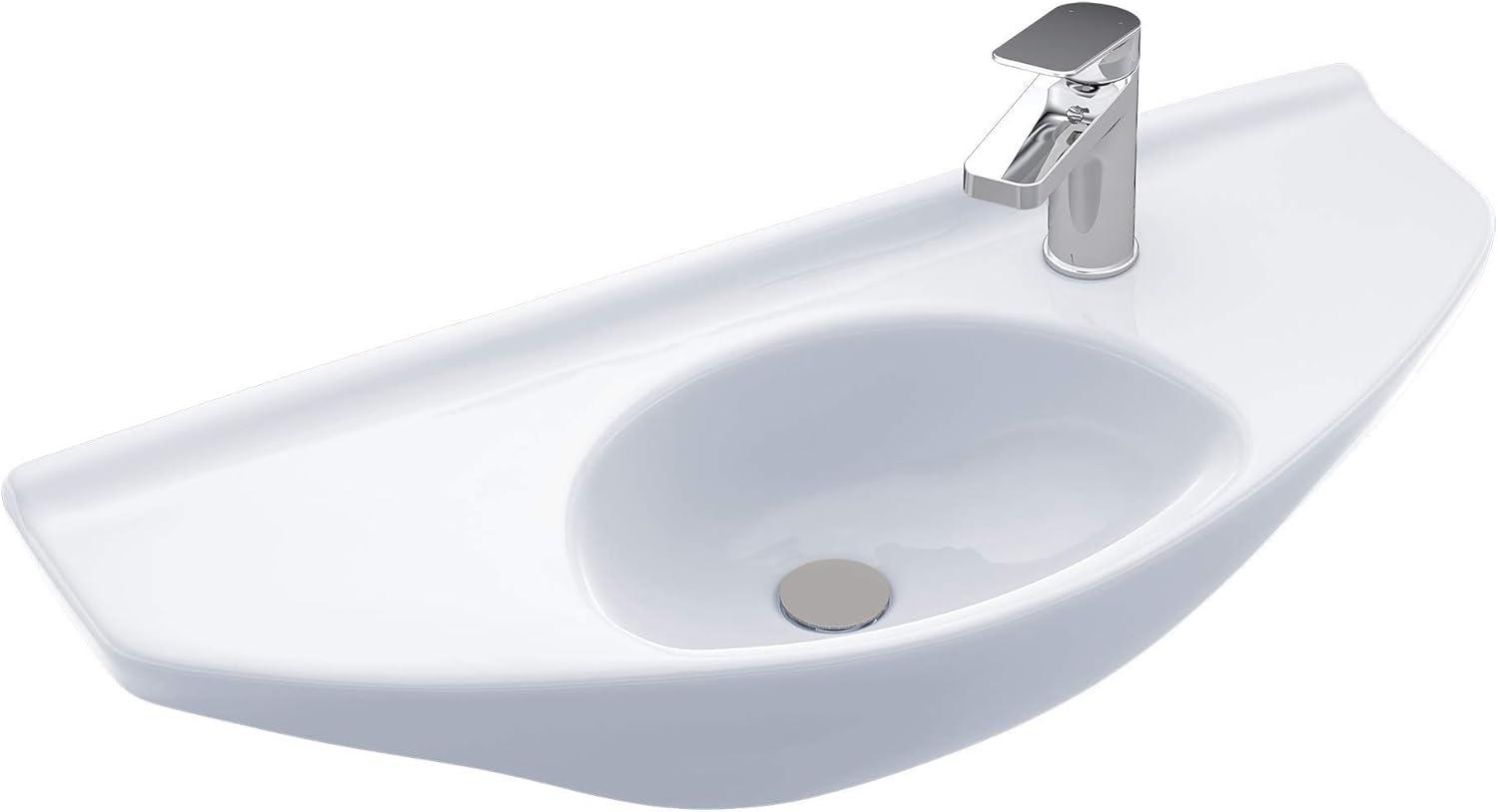 Vitreous China Wall Mount Bathroom Sink with Overflow