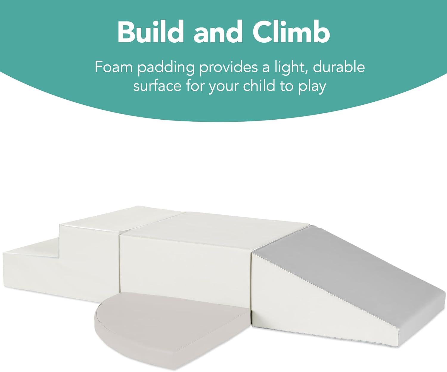 Best Choice Products 4-Piece Kids Climb & Crawl Soft Foam Block Playset Structures for Child Development - Neutral