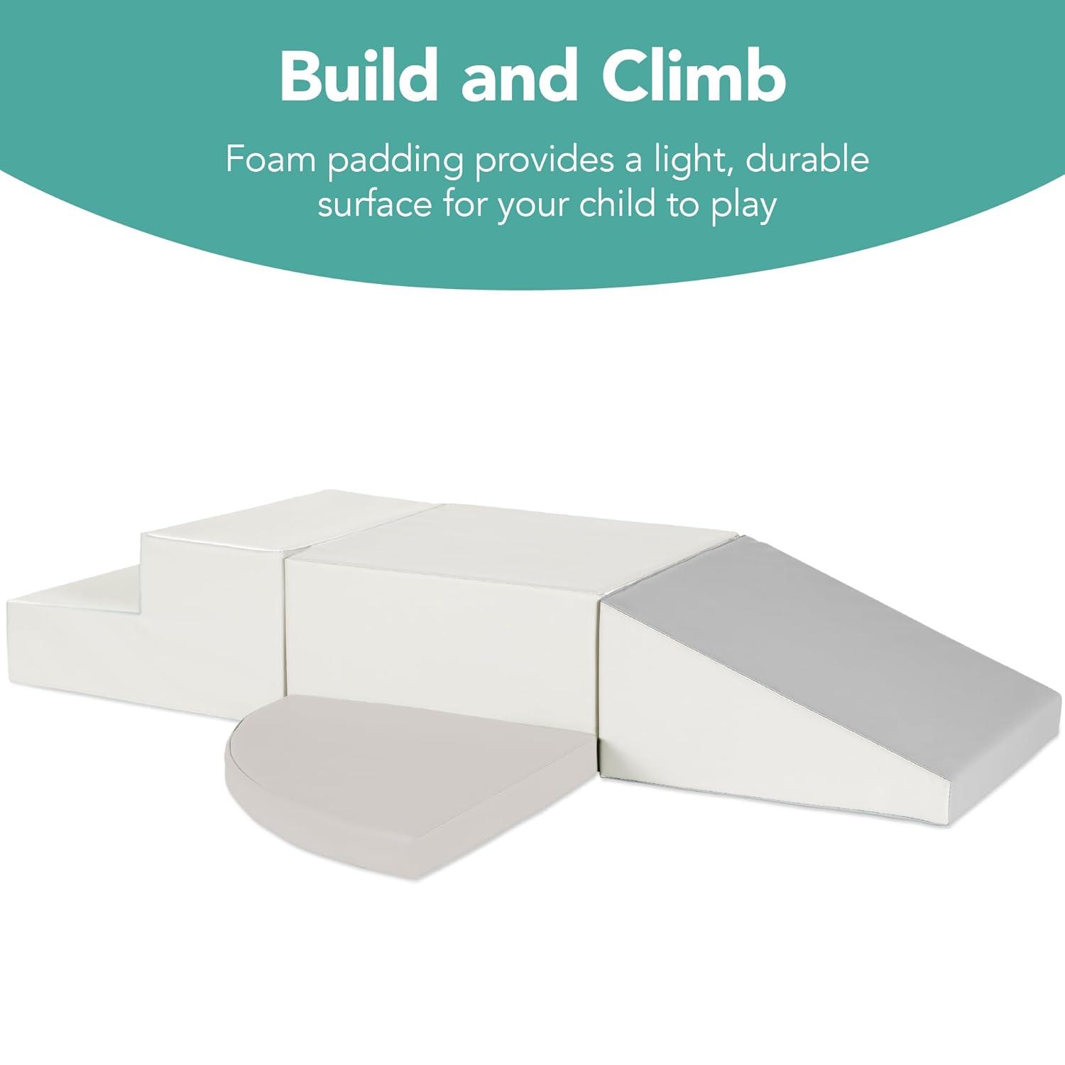 Best Choice Products 4-Piece Kids Climb & Crawl Soft Foam Block Playset Structures for Child Development - Neutral