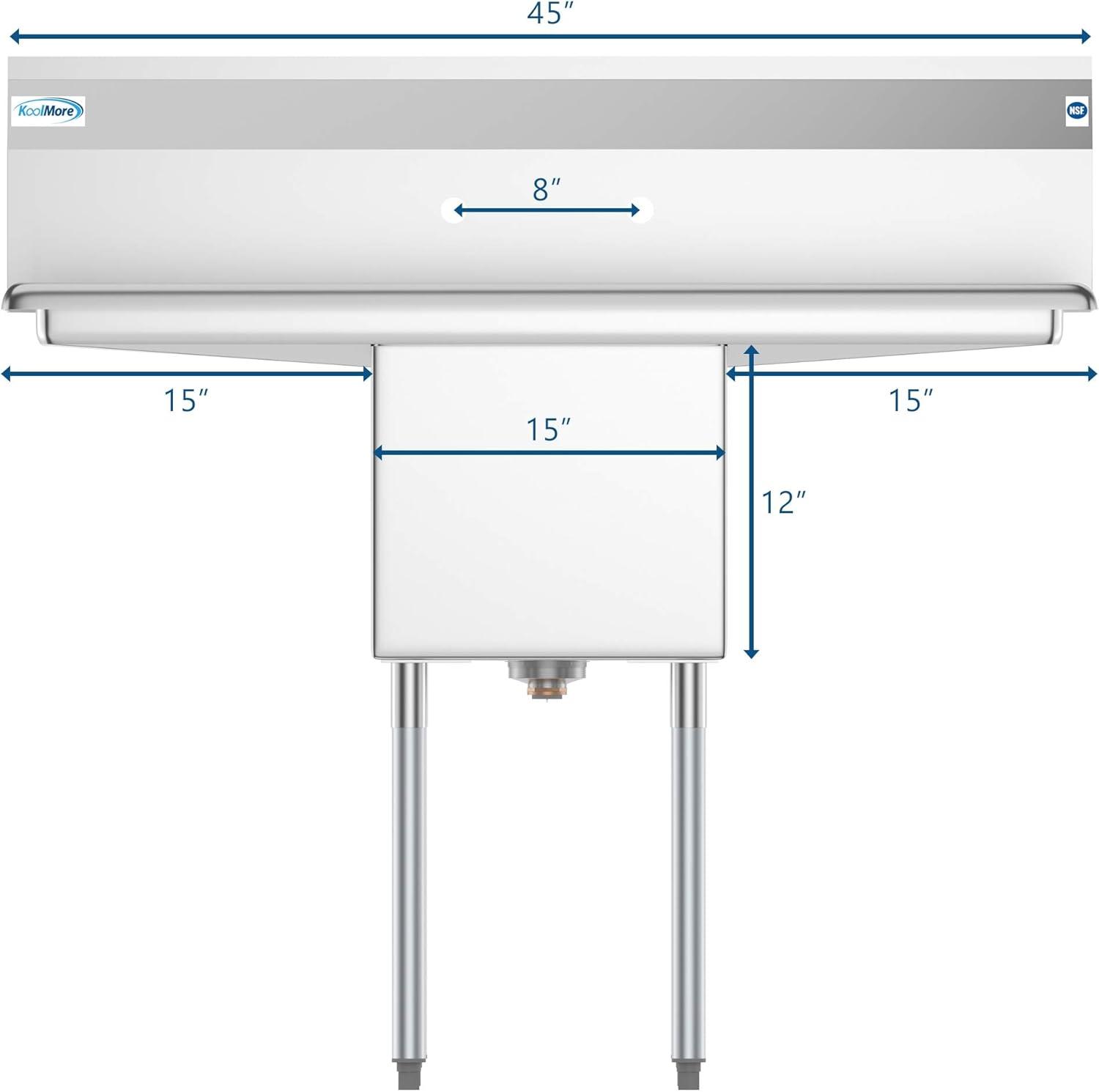 Stainless Steel Commercial Kitchen Prep Sink with Dual Drainboards