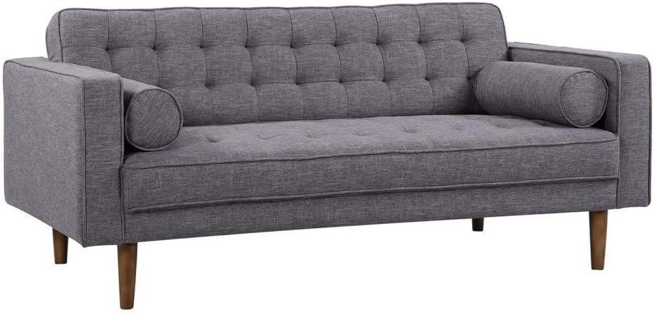 Element Loveseat in Dark Gray Linen and Walnut Legs