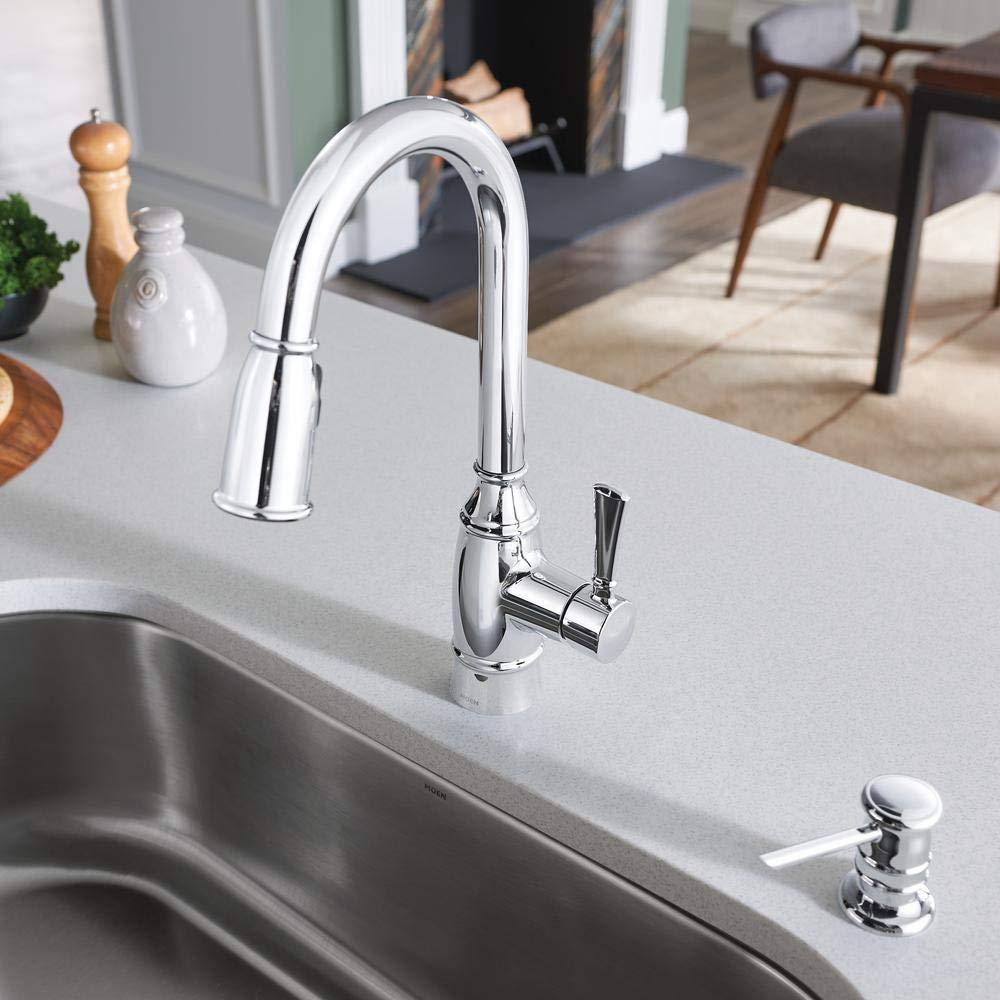 MOEN Noell Single-Handle Pull-Down Sprayer Kitchen Faucet with Reflex and Soap Dispenser in Chrome