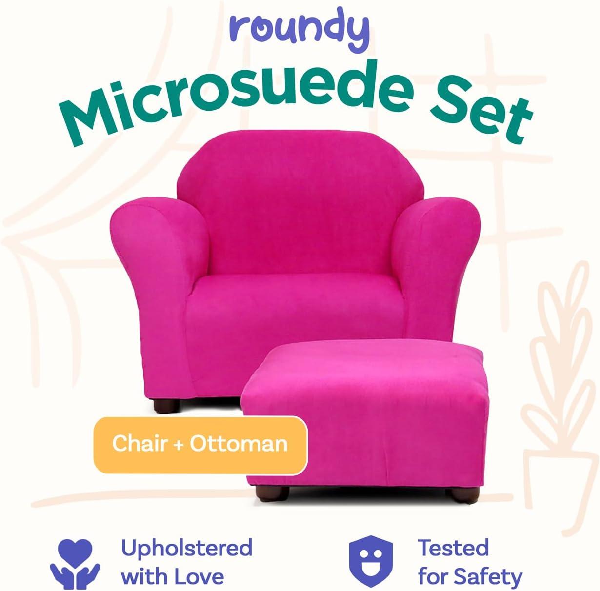 Keet Keet Roundy Chair Microsuede with ottoman Hot Pink