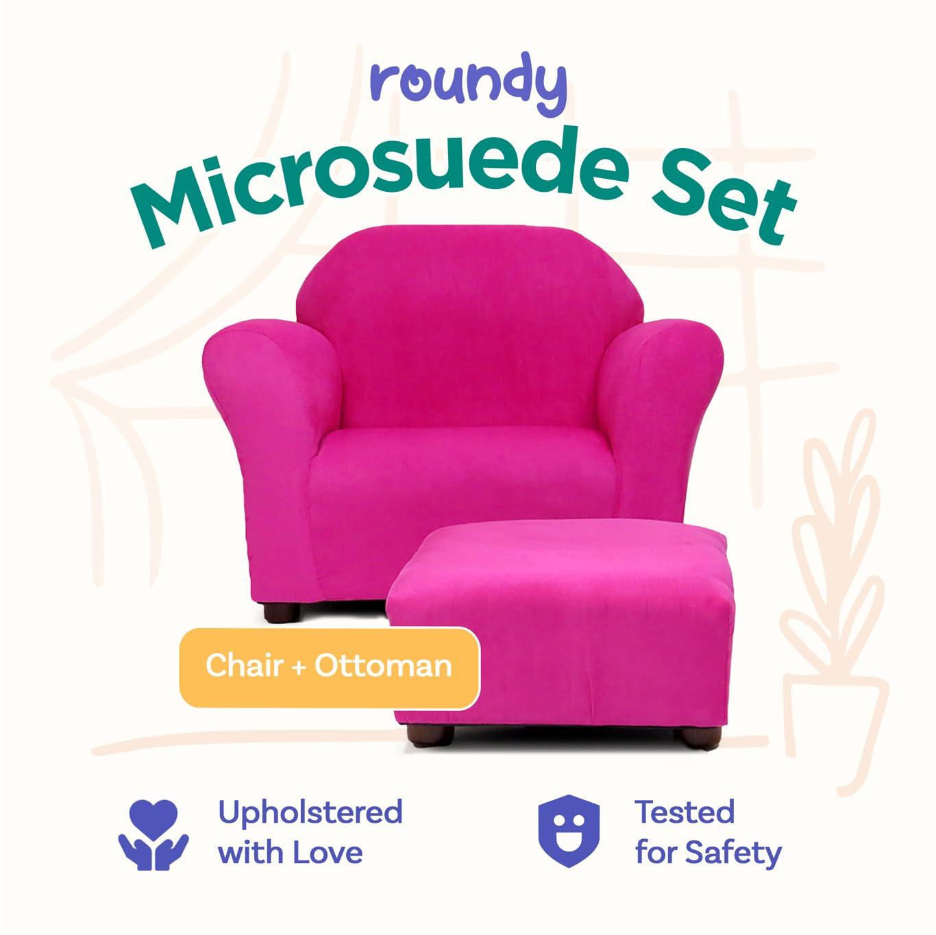 Keet Keet Roundy Chair Microsuede with ottoman Hot Pink