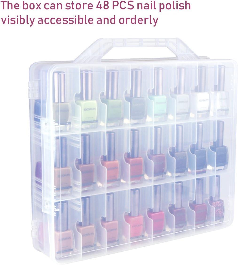 Clear Adjustable 48-Bottle Nail Polish Organizer with Dividers