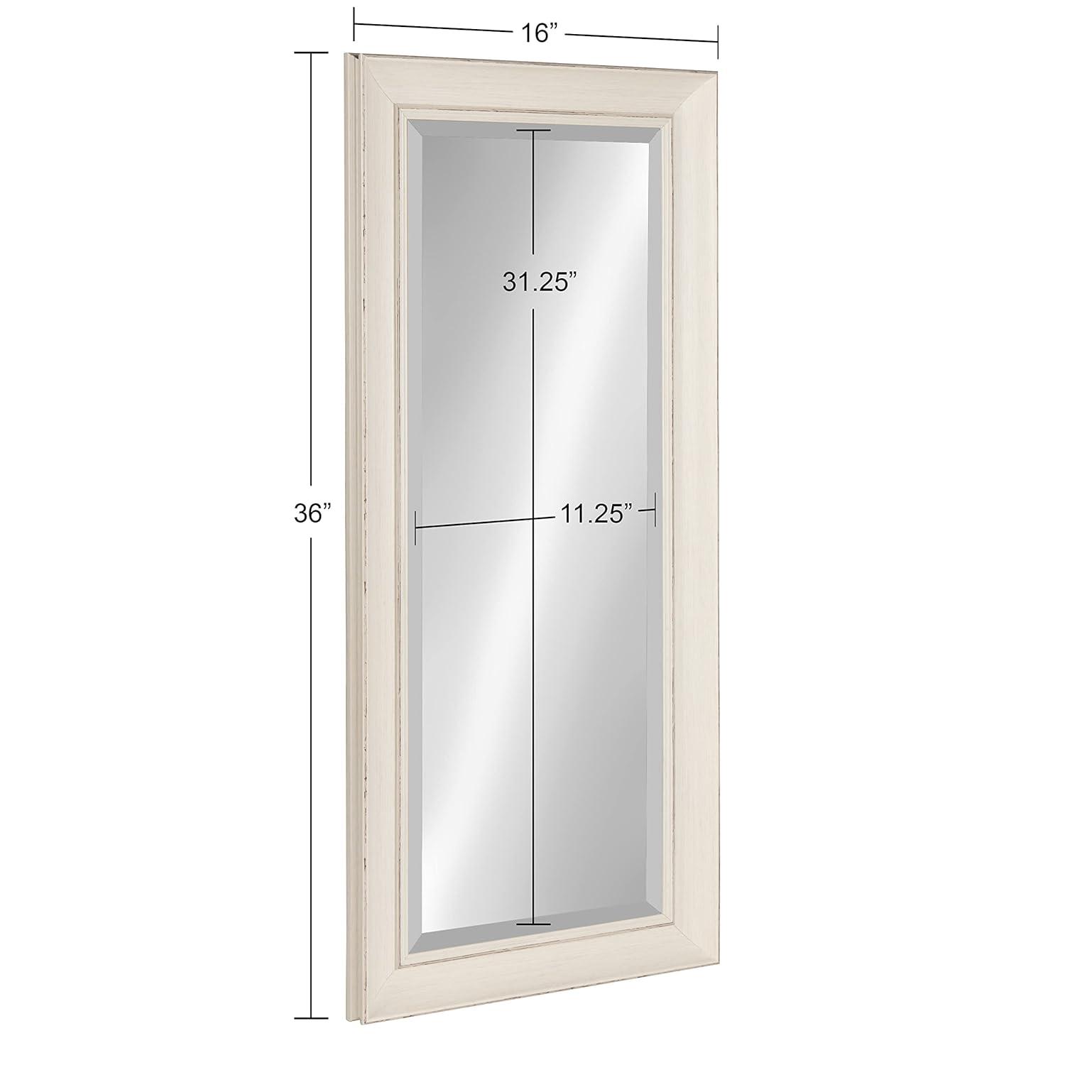 16" x 36" Macon Framed Wall Panel Mirror White - Kate and Laurel: Modern Style, Beveled Glass, No Assembly Required