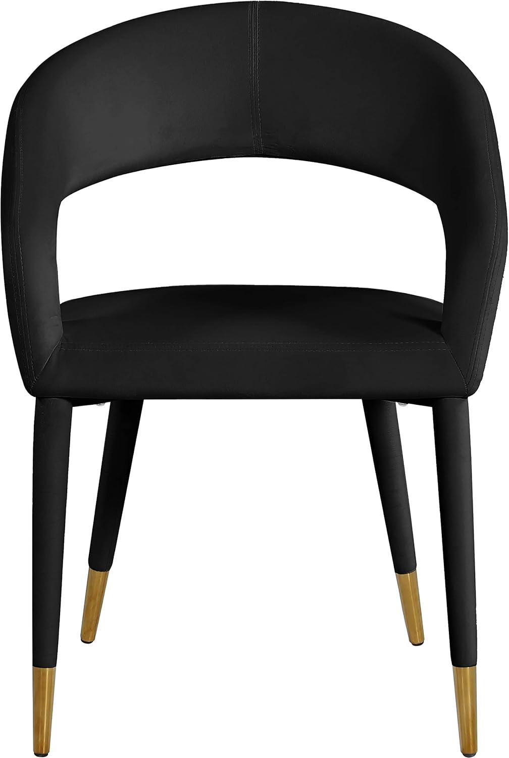 Elegant 31.5" Black Velvet Upholstered Arm Chair with Metal Gold-Tipped Legs