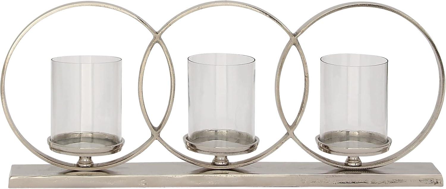 Silver Aluminum Triple Ring Hurricane Candelabra