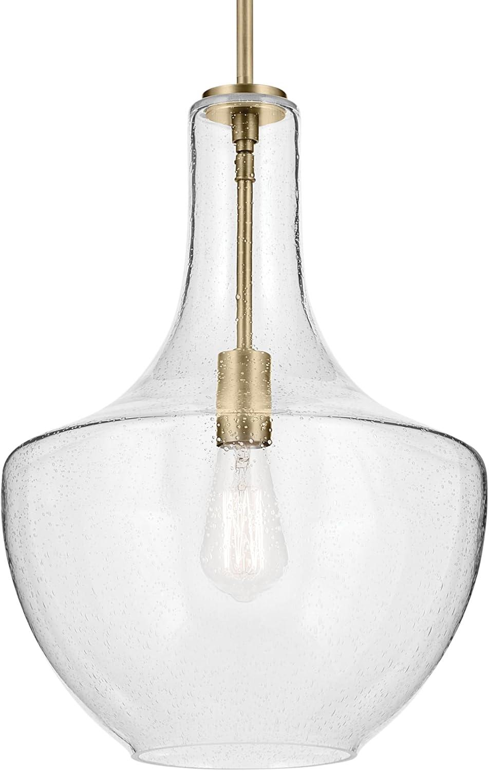 Everly 19.75" 1 Light Bell Pendant Clear Glass Chrome